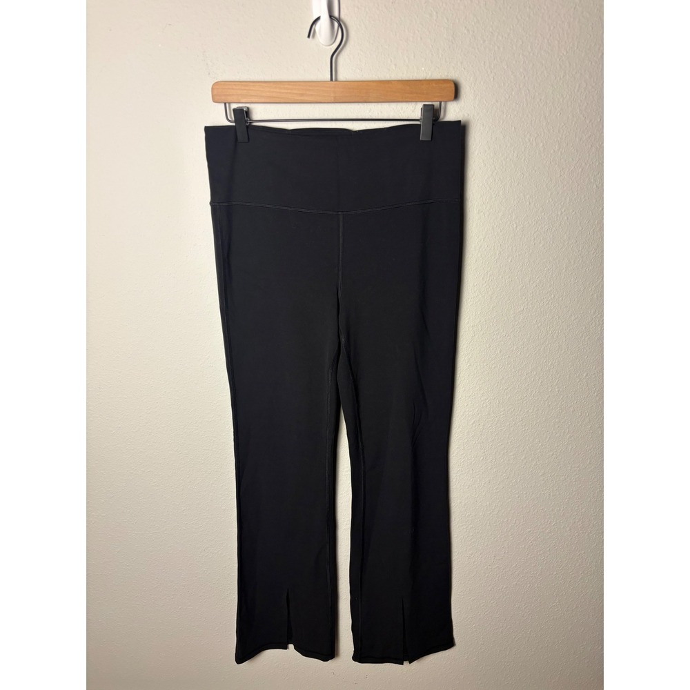 Athleta Elation Split Flare Pant Black High Waisted Yoga Leggings Size Large